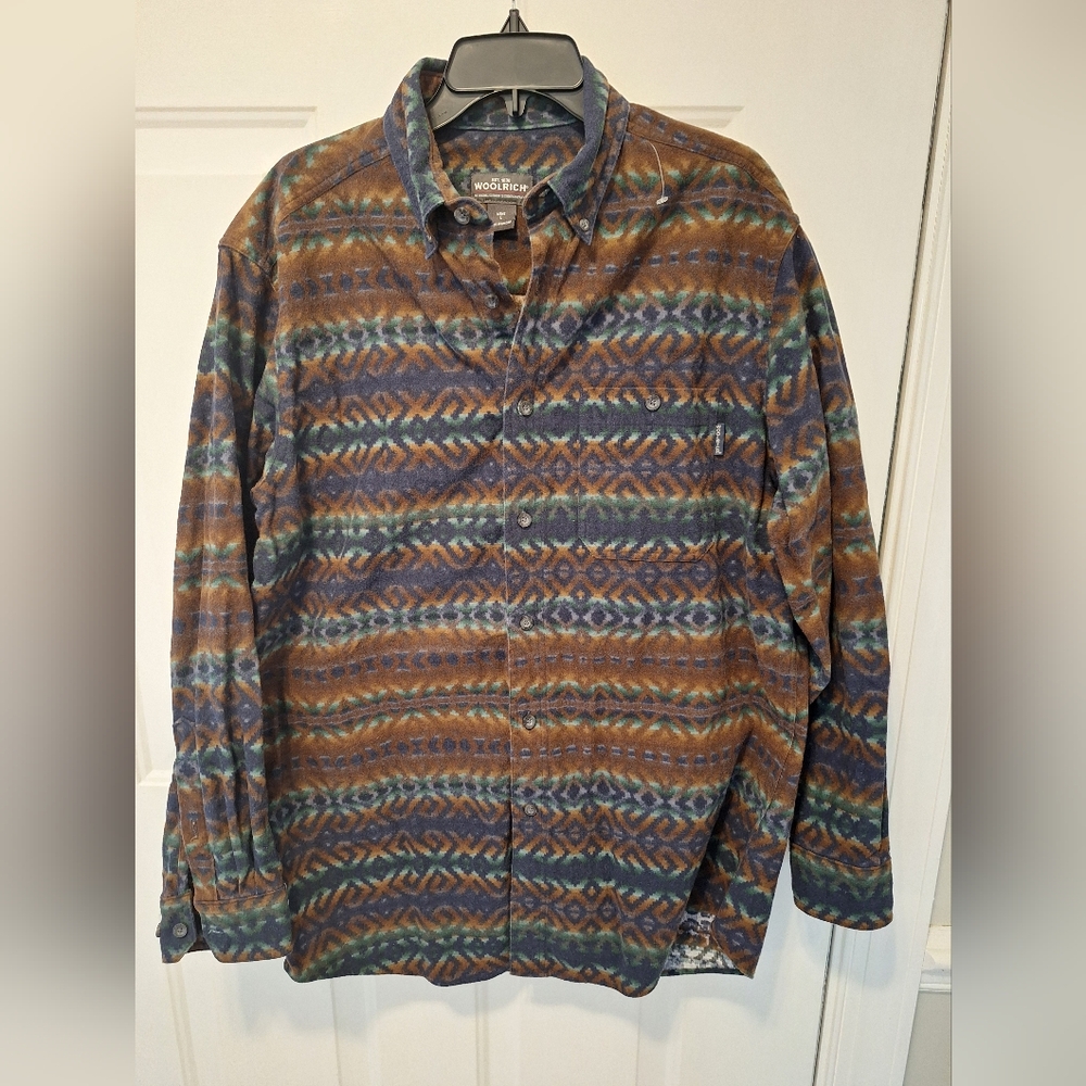 Woolrich Aztec Print Button Up Shirt Blanket Stripe